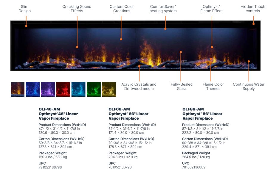 Vapor Fireplace - Optimyst Linear