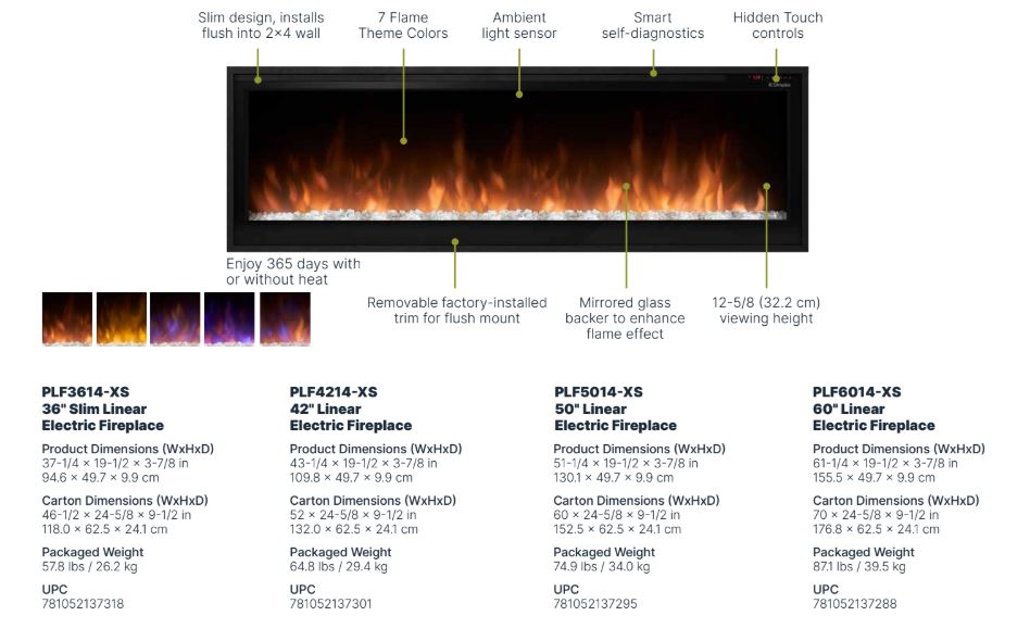 Linear Electric Fireplace - Slim